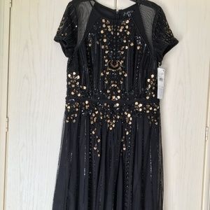 NWT Black beaded short-sleeved cocktail dress